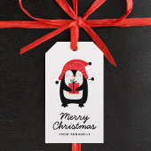 Penguin Script Vrolijk Kerstcadeau Label Cadeaulabel