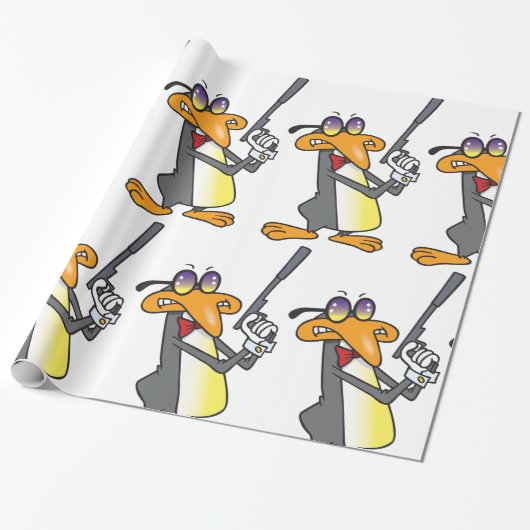 Penguin Secret Agent Cadeaupapier (Uitgerold)
