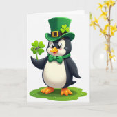 Penguin Shamrock Luck Art Card Kaart (Gele Bloem)