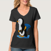 Penguin shark fin illustration t-shirt (Voorkant)