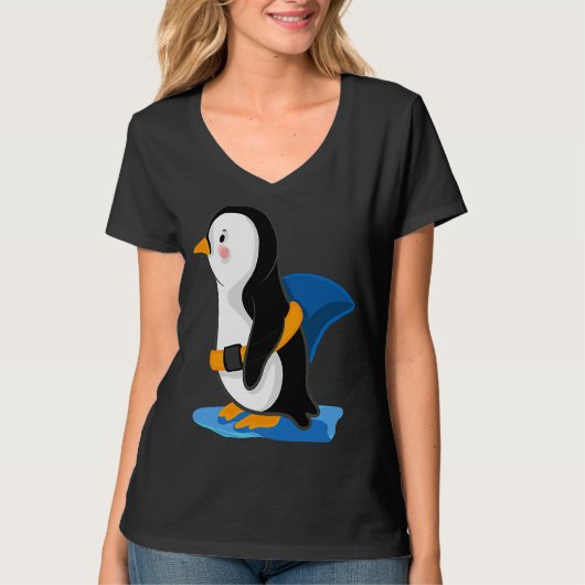 Penguin shark fin  illustration t-shirt (Voorkant)