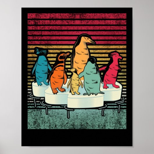 Penguin Shirt  Retro Style Penguin Poster (Voorkant)