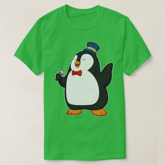 Penguin Singer Microphone T-shirt (Design voorkant)