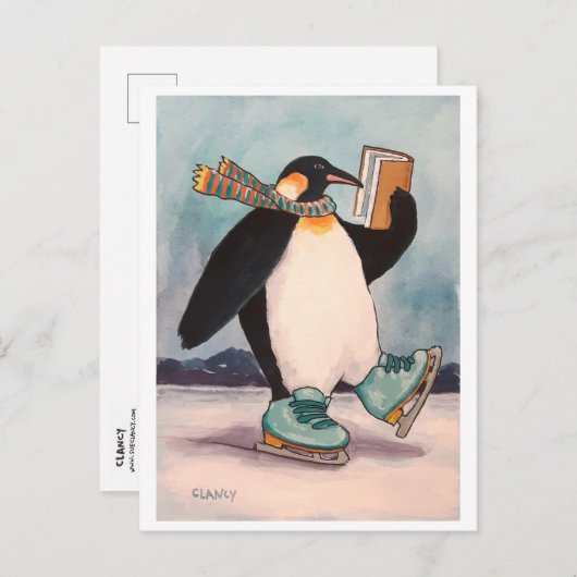 Penguin Skater Briefkaart (Voorkant / Achterkant)