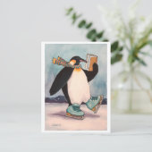 Penguin Skater Briefkaart (Staand voorkant)