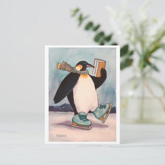 Penguin Skater Briefkaart (Staand voorkant)