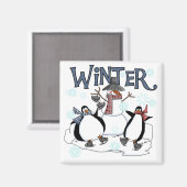 Penguin Skating Holiday Tshirts en Gifts Magneet (Voorkant / Achterkant)