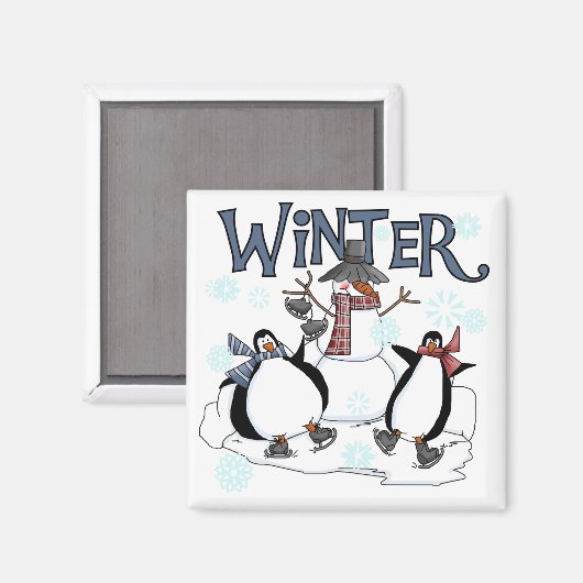 Penguin Skating Holiday Tshirts en Gifts Magneet (Voorkant / Achterkant)