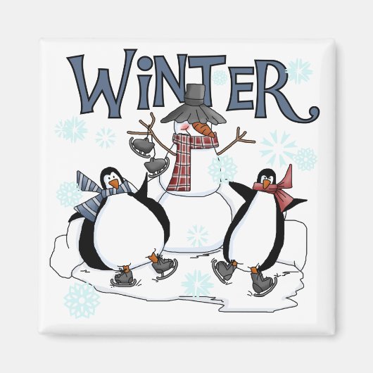 Penguin Skating Holiday Tshirts en Gifts Magneet (Voorkant)