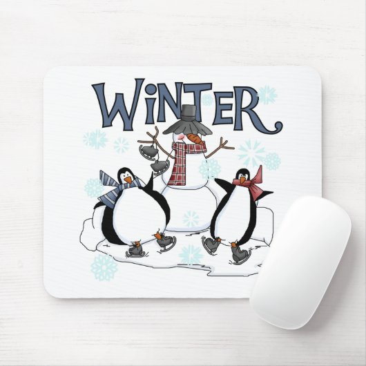 Penguin Skating Holiday Tshirts en Gifts Muismat (Met muis)