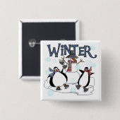 Penguin Skating Holiday Tshirts en Gifts Vierkante Button 5,1 Cm (Voorkant /achterkant)