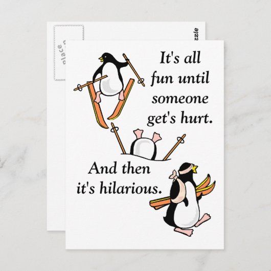 Penguin Ski Adventure Briefkaart (Voorkant / Achterkant)