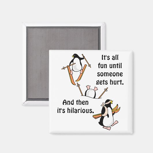 Penguin Ski Adventure Magneet (Voorkant / Achterkant)