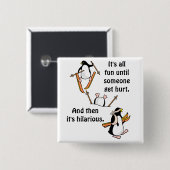 Penguin Ski Adventure Vierkante Button 5,1 Cm (Voorkant /achterkant)