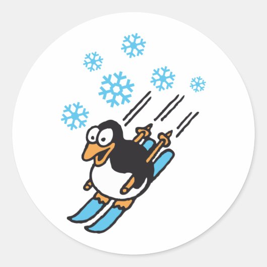 penguin ski ronde sticker (Voorkant)