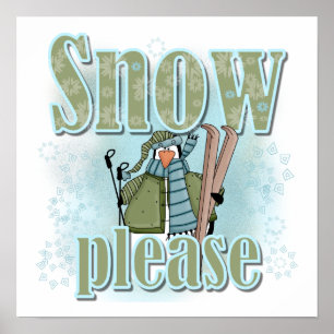 Penguin Ski Snow Alsjeblieft T-shirts en cadeautje Poster