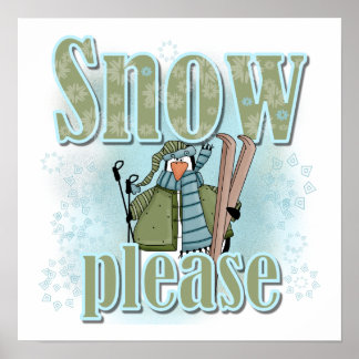 Penguin Ski Snow Alsjeblieft T-shirts en cadeautje Poster