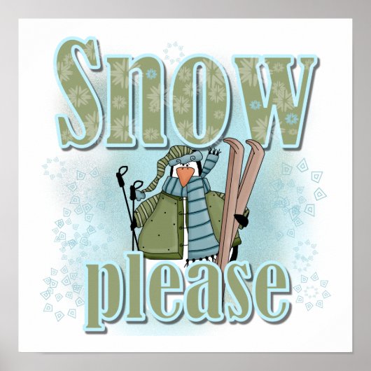 Penguin Ski Snow Alsjeblieft T-shirts en cadeautje Poster (Voorkant)