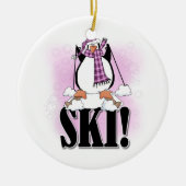Penguin Ski Tshirts en Gifts Keramisch Ornament (Voorkant)
