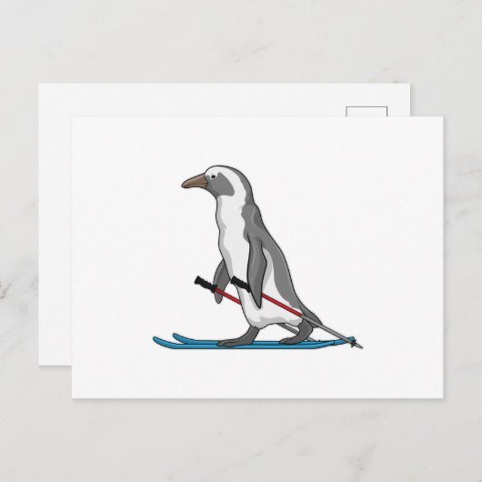 Penguin Skier Ski Briefkaart (Voorkant / Achterkant)