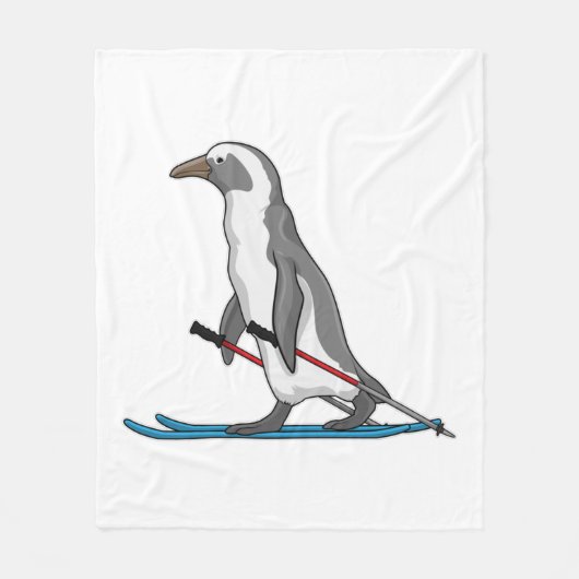 Penguin Skier Ski Fleece Deken (Voorkant)
