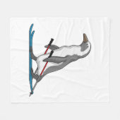 Penguin Skier Ski Fleece Deken (Voorkant (Horizontaal))