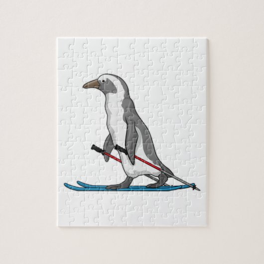 Penguin Skier Ski Legpuzzel (Verticaal)