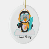 Penguin Skiing Keramisch Ornament (Rechts)