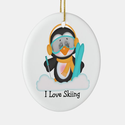 Penguin Skiing Keramisch Ornament (Rechts)