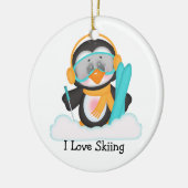Penguin Skiing Keramisch Ornament (Links)