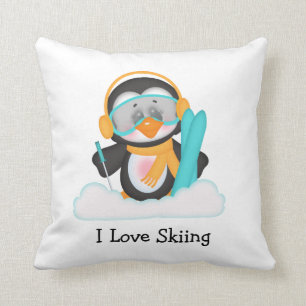 Penguin Skiing Kussen