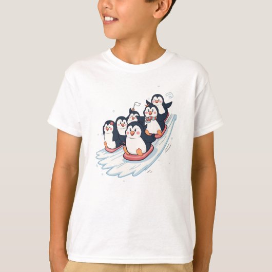 Penguin Slide Squad – Icy Fun T-shirt (Voorkant)