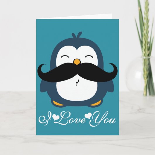 Penguin Snorhaar Trend Ik Hou Van Jou Kaart (Voorkant)
