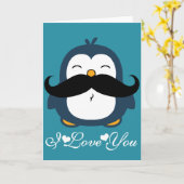 Penguin Snorhaar Trend Ik Hou Van Jou Kaart (Gele Bloem)