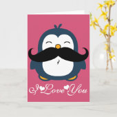Penguin Snorhaar Trend Ik Hou Van Jou Kaart (Gele Bloem)