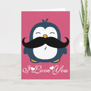 Penguin Snorhaar Trend Ik Hou Van Jou Kaart