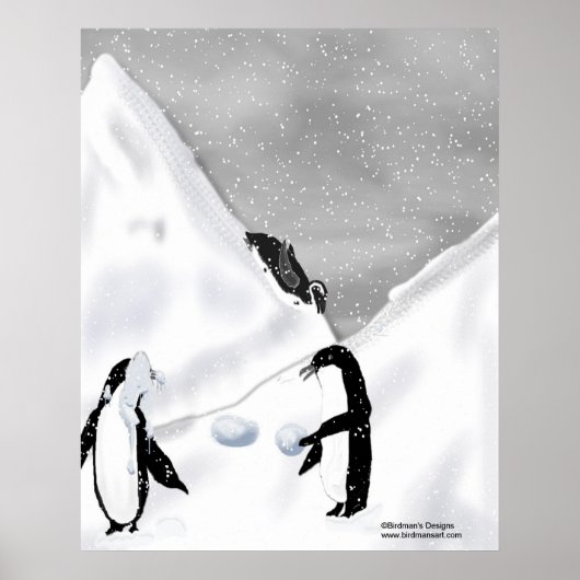 Penguin Snowball Fight Print (Voorkant)