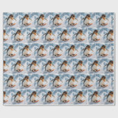 Penguin Snowboarding Downhill Cadeaupapier (Vlak)