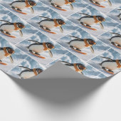 Penguin Snowboarding Downhill Cadeaupapier (Hoek)