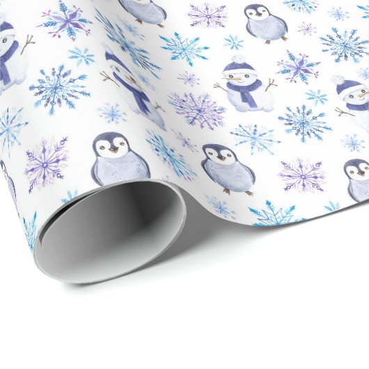 Penguin Snowflake-kerstinpakpapier Cadeaupapier (Rol Hoek)