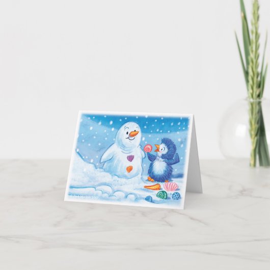 Penguin & Snowman grote kerstkaart Feestdagen Kaart (Voorkant)