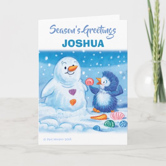 Penguin & Snowman medium kerstkaart Feestdagen Kaart (Voorkant)