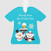 Penguin Snowman North Pole Kinder Kerstmis Ornament (voorkant)