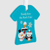 Penguin Snowman North Pole Kinder Kerstmis Ornament (voorkant)
