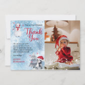 Penguin Snowman ONEderland 1st Birthday Dank u Bedankkaart (Voorkant)