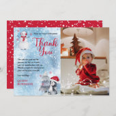 Penguin Snowman ONEderland 1st Birthday Dank u Bedankkaart (Voorkant / Achterkant)