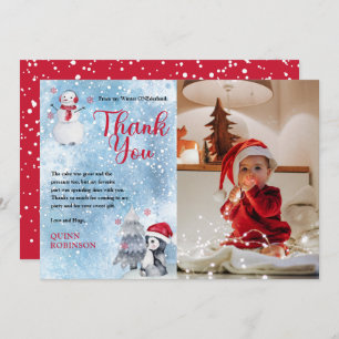 Penguin Snowman ONEderland 1st Birthday Dank u Bedankkaart