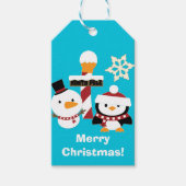 Penguin Snowman Persoonlijke Kerstmis Cadeaulabel (Voorkant)