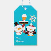 Penguin Snowman Persoonlijke Kerstmis Cadeaulabel (Achterkant)