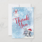 Penguin Snowman Winter Baby shower Dank u wel Bedankkaart (Voorkant)